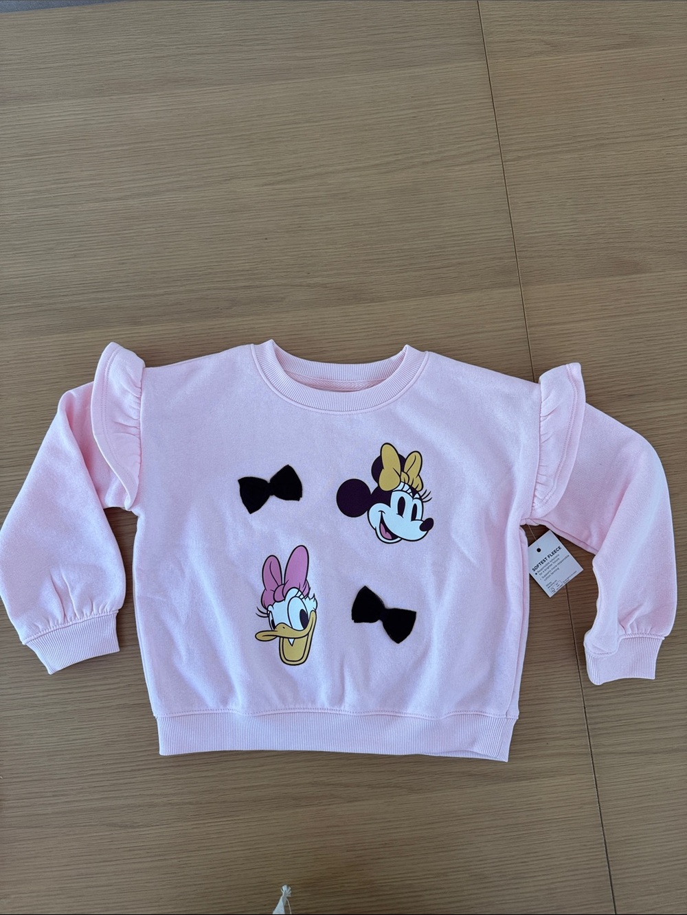 Disney Kohl's Pink Girls Minnie & Daisy Sweatshirt with Ruffle Shoulders